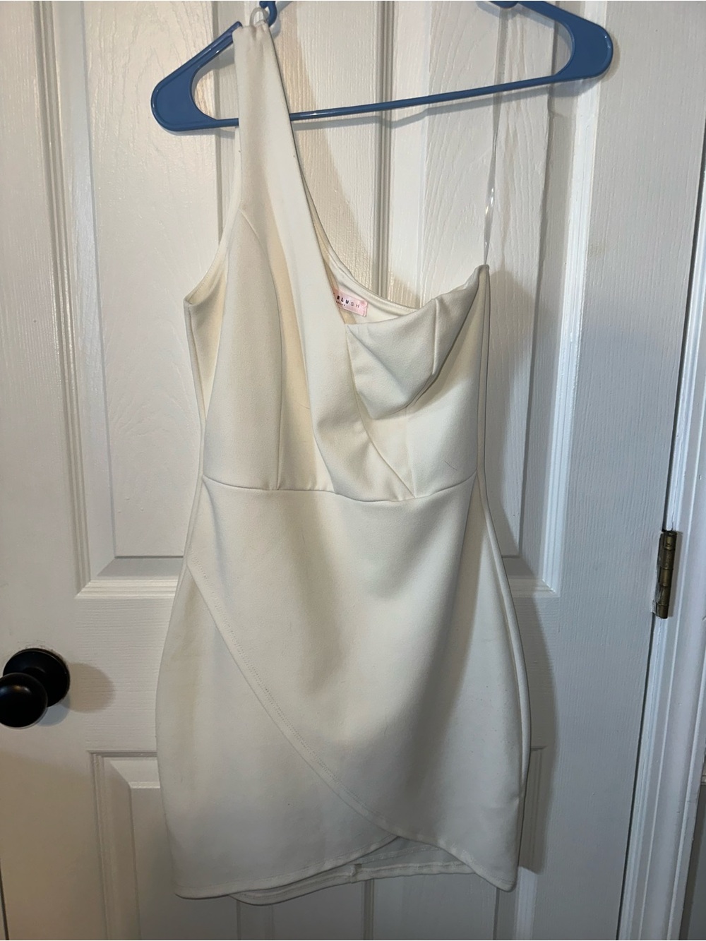 Blue Blush Cream One-Shoulder Cocktail Dress